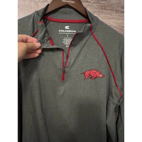 Razorback Arkansa Sweater pullover Size Large 1/4 Zip Gray College Colosseum - Picture 4 of 4